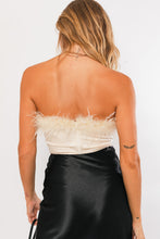 Load image into Gallery viewer, Marte Cream Feather Trim Bustier Top

