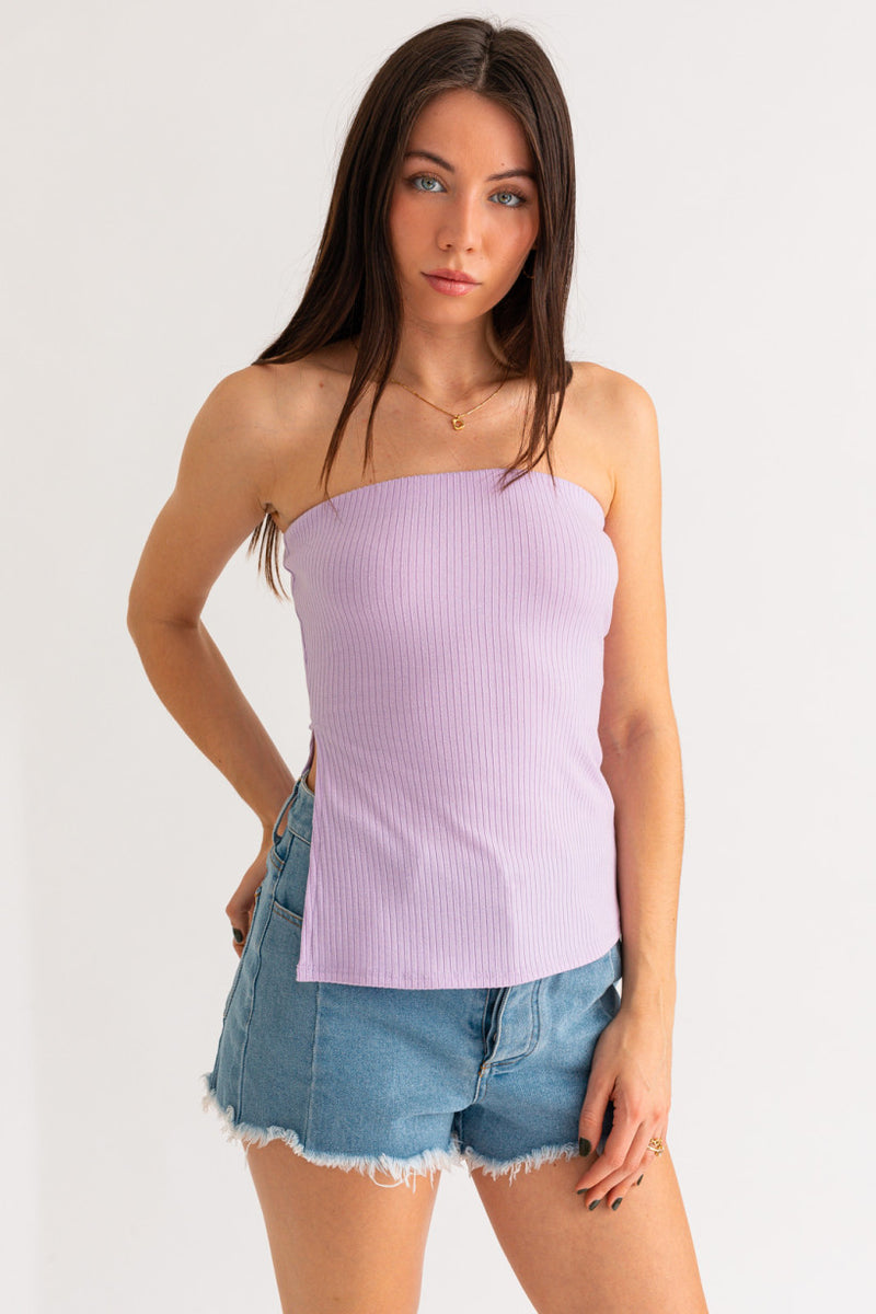 RAYON RIB SLIT TUBE TOP K―1504