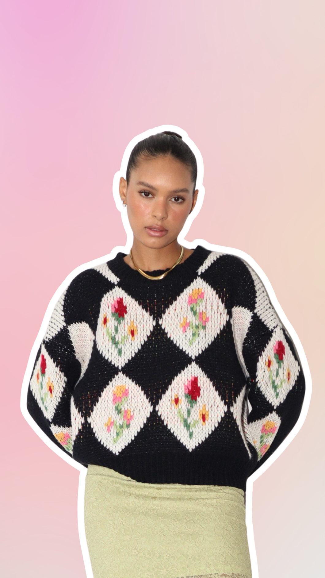 Vintage Feel Floral Sweater