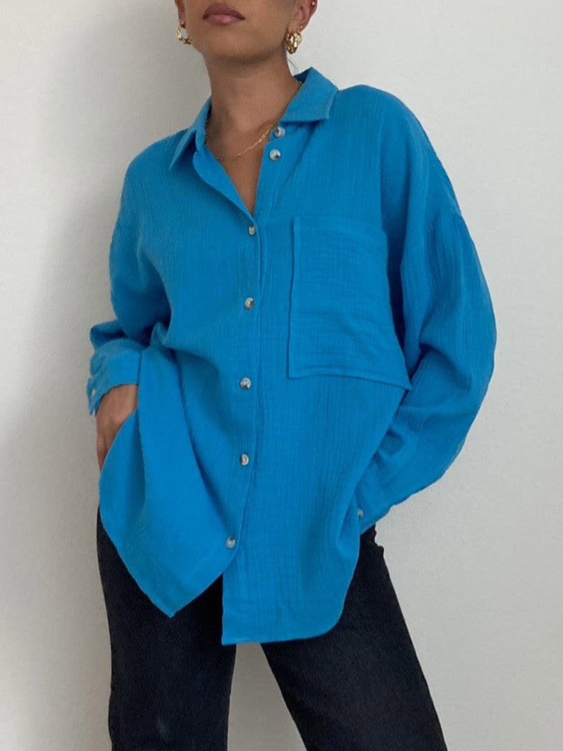 Azul Cotton Gauze Oversized Shirt