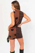Load image into Gallery viewer, Mocha Daisy Gingham Knit Dress
