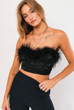 Load image into Gallery viewer, Marte Black Feather Trim Bustier Top
