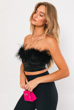 Load image into Gallery viewer, Marte Black Feather Trim Bustier Top
