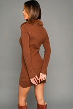 Load image into Gallery viewer, Teddy Faux Fur Collar Knit Dress
